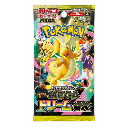 Pokémon trading card game pack featuring Mega Dréam ex on a white background