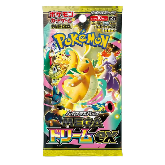 Pokémon trading card game pack featuring Mega Dréam ex on a white background