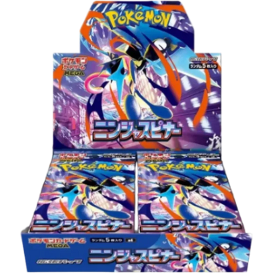 `Pokémon Ninja Spinner M4 Japanese Booster Box display packaging featuring Mega Greninja artwork`