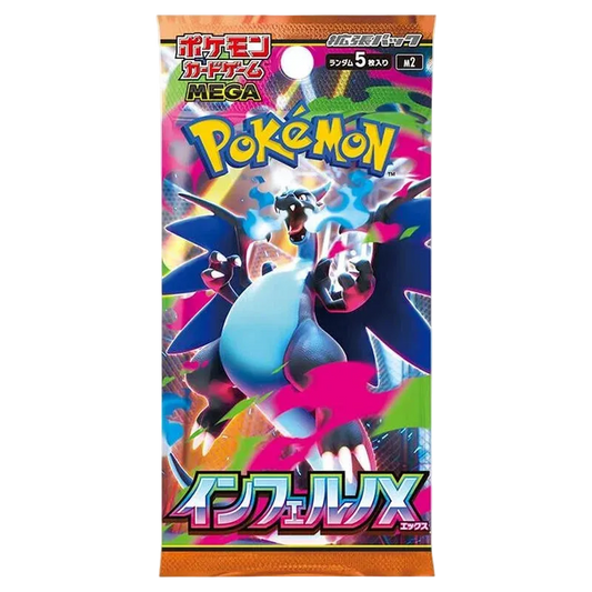`Pokémon Inferno X M2 Japanese Booster Pack foil packaging featuring Mega Charizard X artwork`