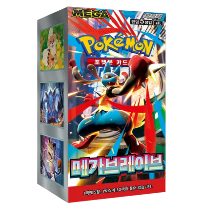 Pokémon Mega Brave M1L Korean Booster Box sealed packaging featuring Mega Lucario artwork