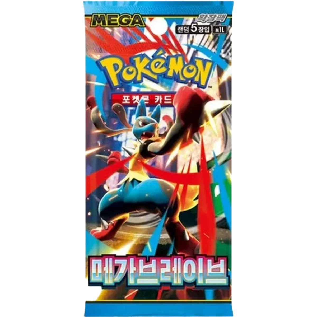 Pokémon Mega Brave M1L Korean Booster Pack single pack artwork featuring Mega Lucario