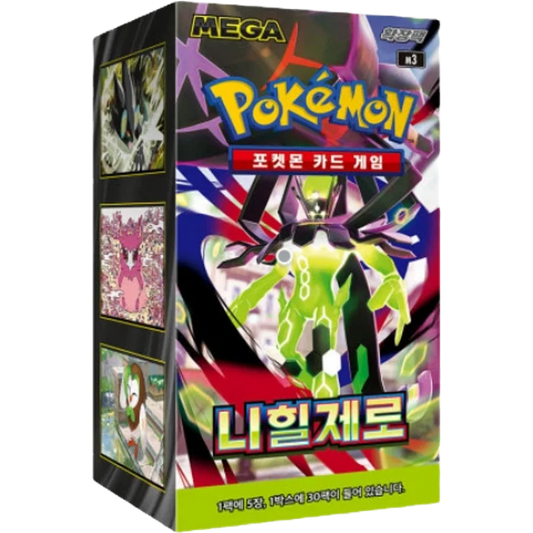 Pokémon Nihil Zero M3 Korean Booster Box sealed packaging featuring Zygarde artwork