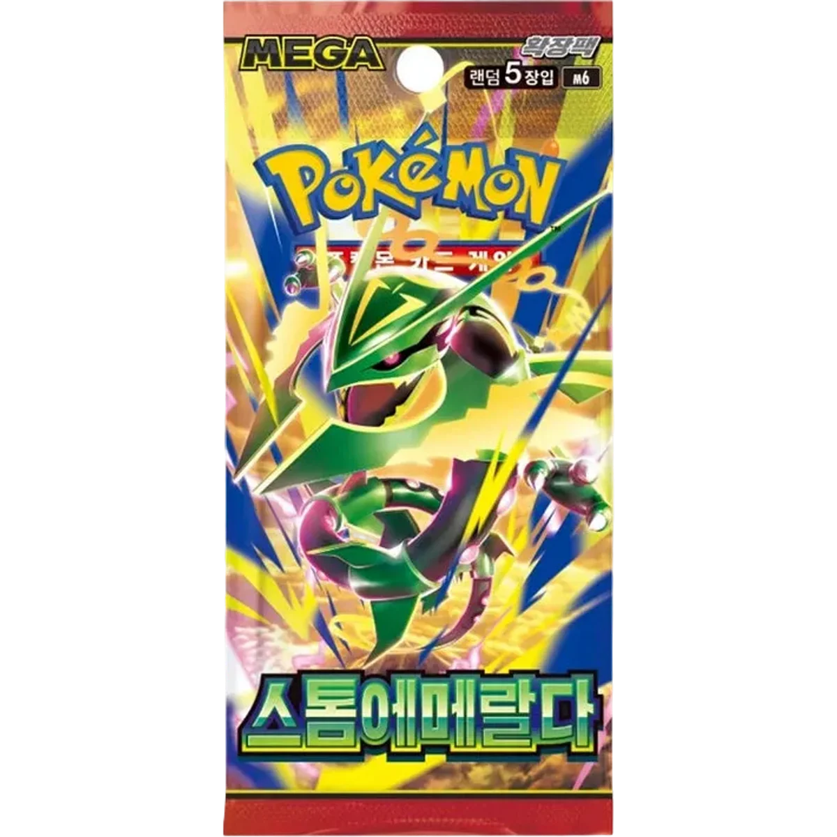 `Pokémon Storm Emerald M6 Korean Booster Pack single pack artwork featuring Mega Rayquaza`